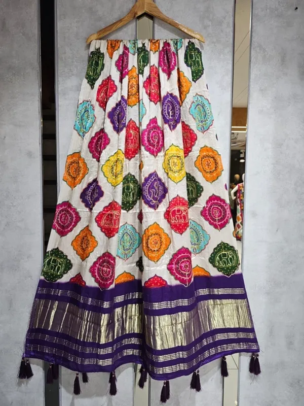 Multicolor_Modal_Silk_Elephant_Motif_Bandhani_Print_Dupatta_For_Women