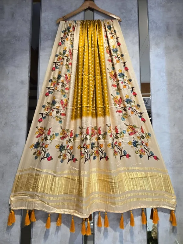 Yellow_Modal_Silk_Floral_Bandhani_Print_Dupatta_For_Women