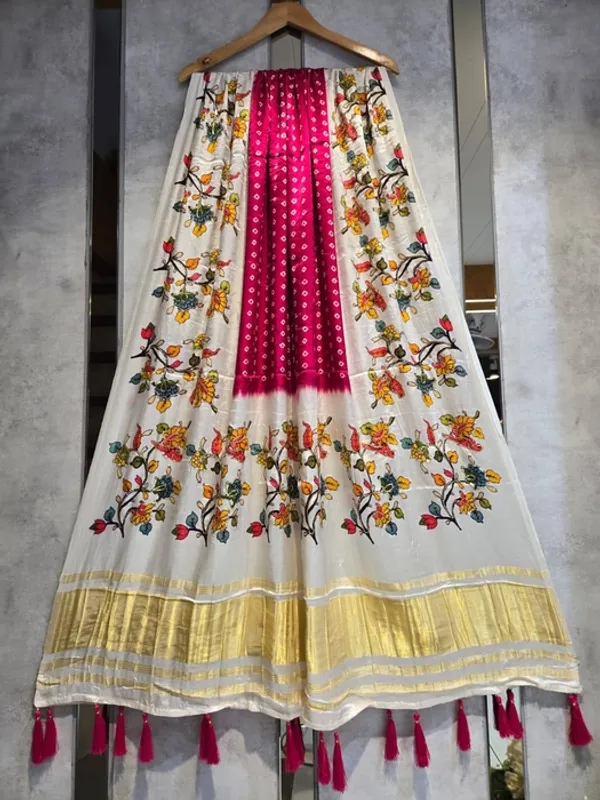 White_Modal_Silk_Floral_Bandhani_Print_Dupatta_For_Women