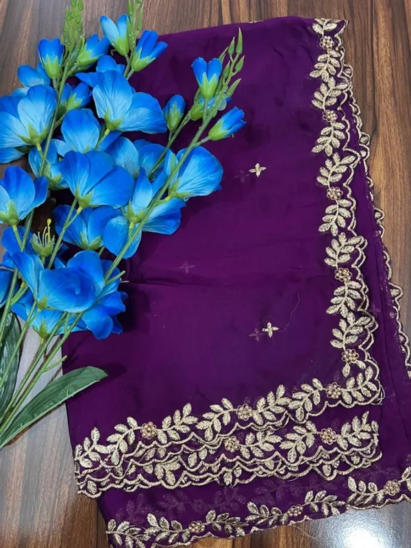 Purple_Silk_Four-Side_Border_Dupatta_For_Women