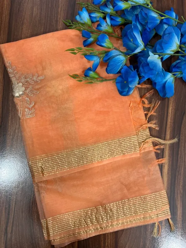 Orange_Organza_Gota_Patti_Zari_Border_Dupatta_For_Women