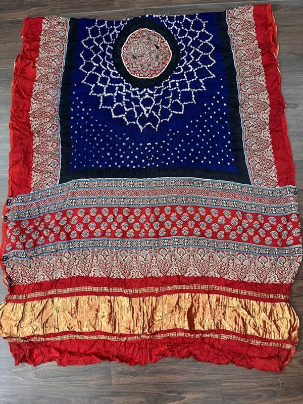 Multicolor_Modal_Silk_Bandhani_Ajrakh_Tissue_Pallu_Dupatta_For_Women