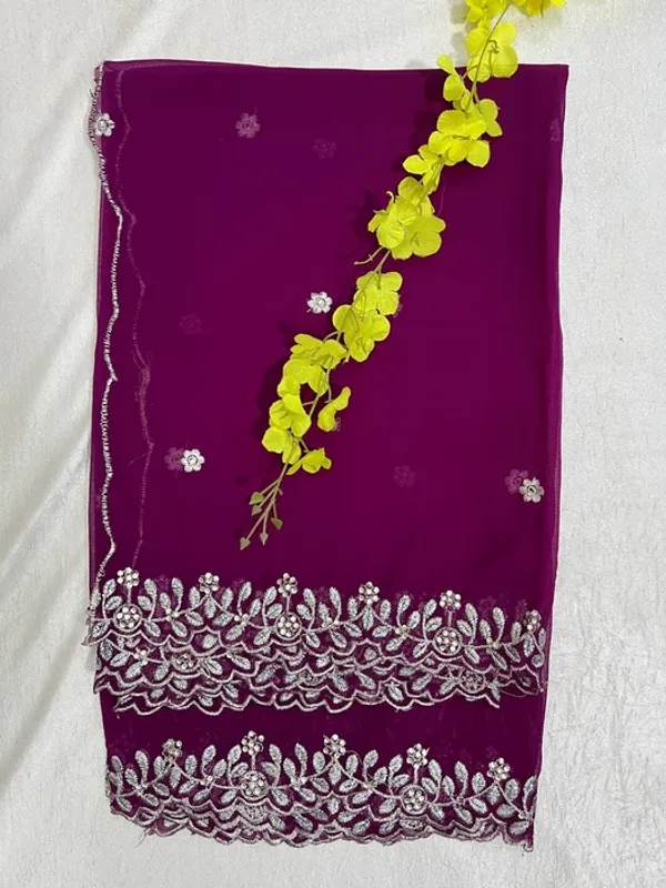 Purple_Georgette_Silver_Border_Dupatta_For_Women