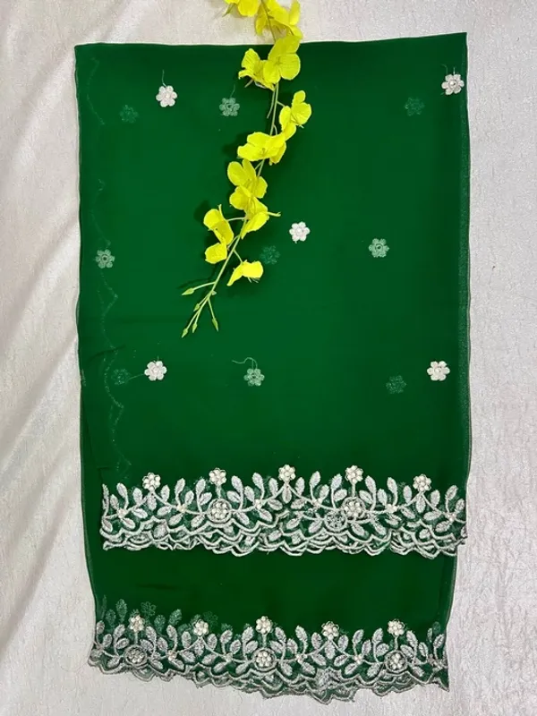 Green_Georgette_Silver_Border_Dupatta_For_Women