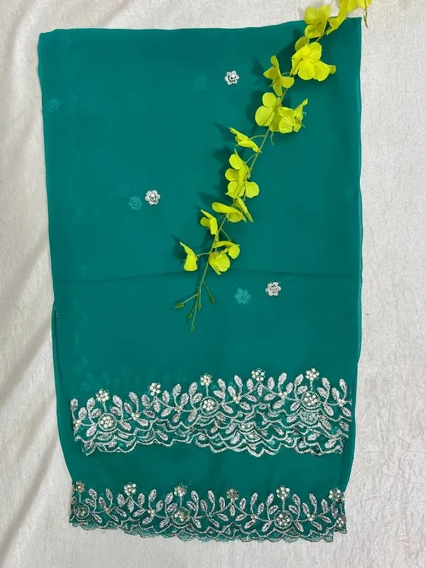 Sea_Green_Georgette_Silver_Border_Dupatta_For_Women