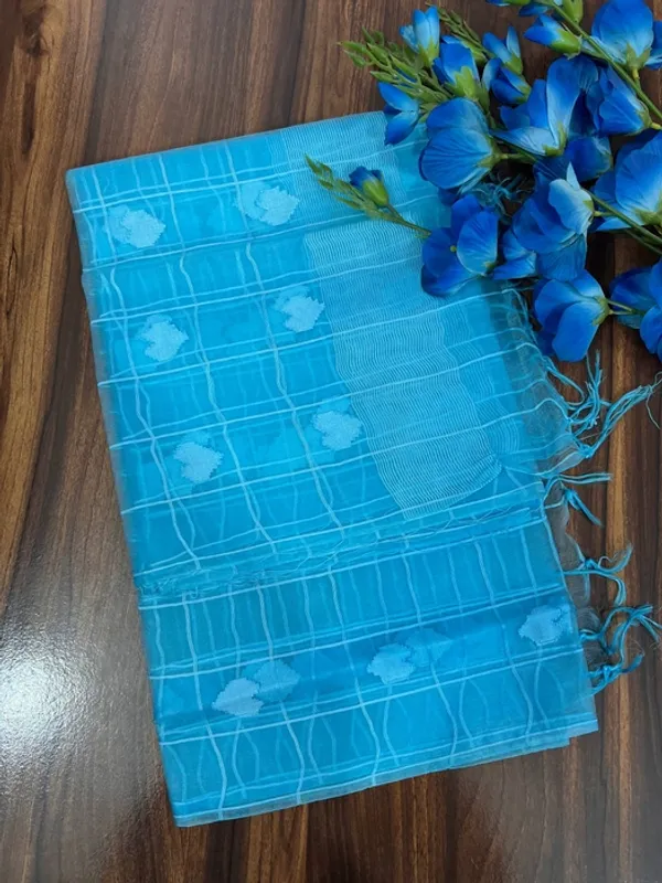 Blue_Organza_Heart_Self_Design_Dupatta_For_Women