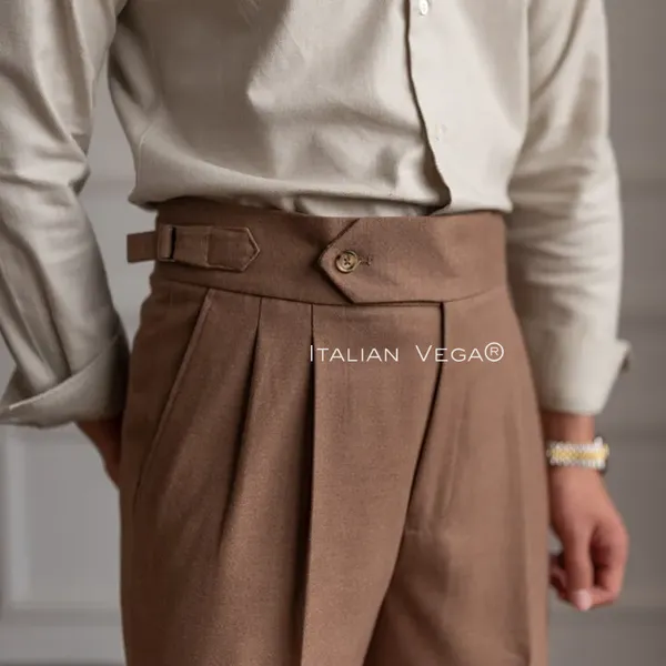 Khaki_Polyester_Signature_Gurkha_Pants_For_Men