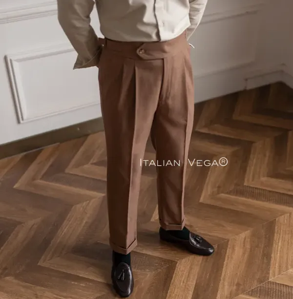 Khaki_Polyester_Signature_Gurkha_Pants_For_Men