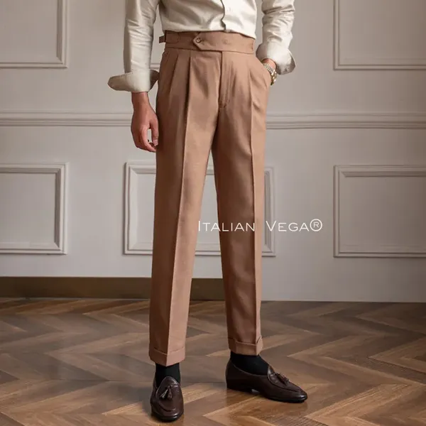Khaki_Polyester_Signature_Gurkha_Pants_For_Men