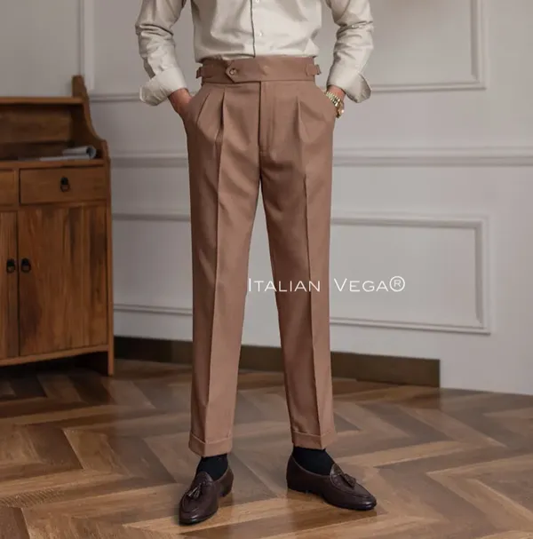 Khaki_Polyester_Signature_Gurkha_Pants_For_Men