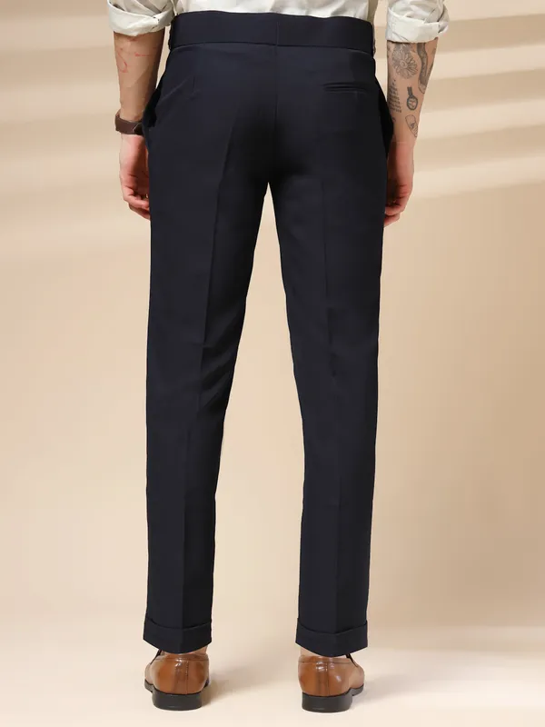 Navy_Blue_Polyester_Stretch_Classic_Buckle_Gurkha_Pants_For_Men