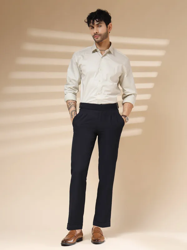 Navy_Blue_Polyester_Stretch_Classic_Buckle_Gurkha_Pants_For_Men