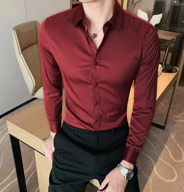 Wine_Satin_Relaxed_Fit_Shirt_For_Men