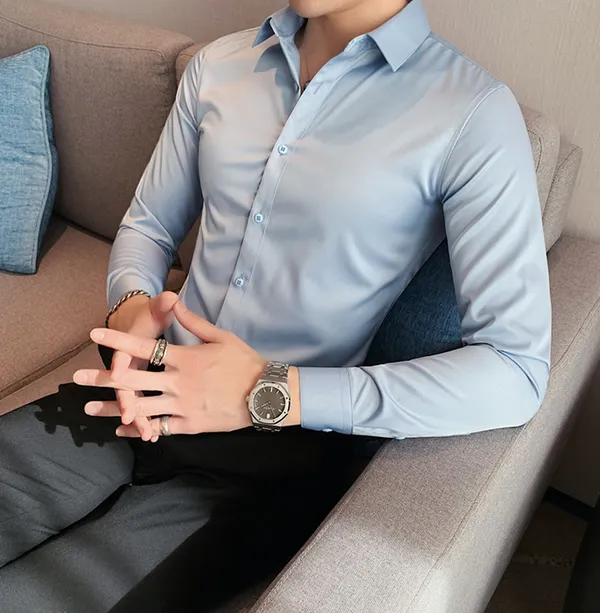 Sky_Blue_Cotton_Satin_Shirt_For_Men
