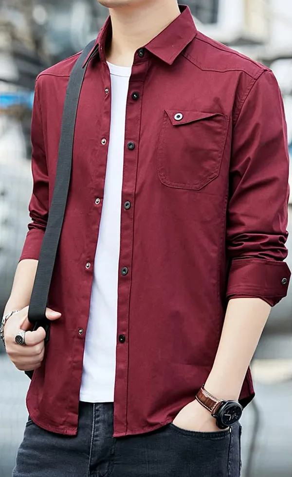 Maroon_Cotton_Casual_Shirt_For_Men
