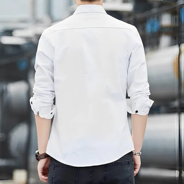 White_Cotton_Stand_Collar_Shirt_For_Men