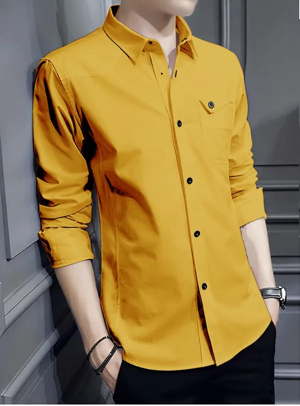 Mustard_Cotton_Stand_Collar_Shirt_For_Men