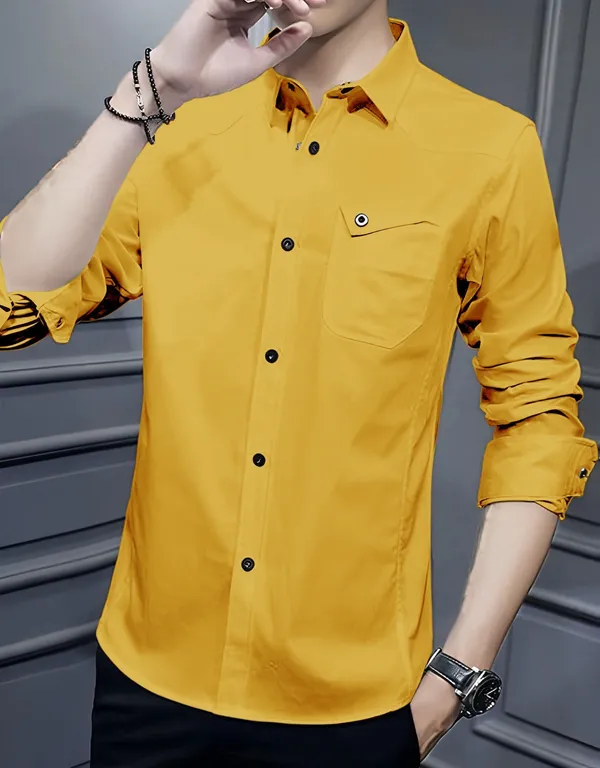Mustard_Cotton_Stand_Collar_Shirt_For_Men