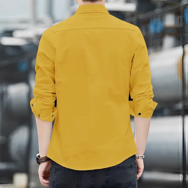 Mustard_Cotton_Stand_Collar_Shirt_For_Men