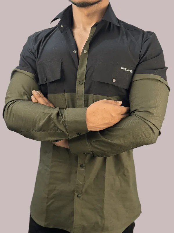 Black_Golden_Corduroy_Dual_Shade_Shirt_For_Men