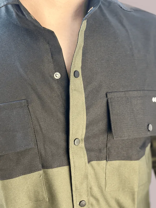 Black_Golden_Corduroy_Dual_Shade_Shirt_For_Men