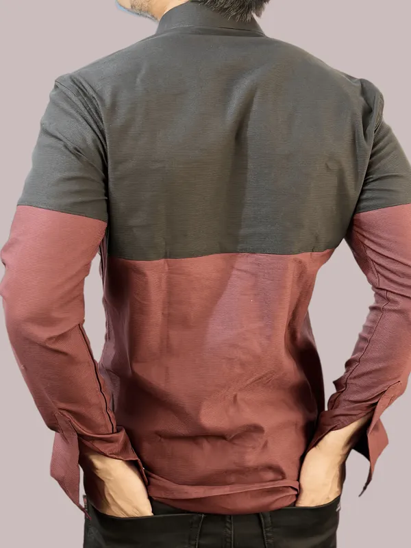 Maroon_Black_Cotton_Dual_Shade_Corduroy_Shirt_For_Men