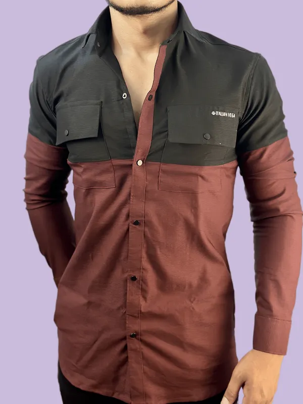 Maroon_Black_Cotton_Dual_Shade_Corduroy_Shirt_For_Men