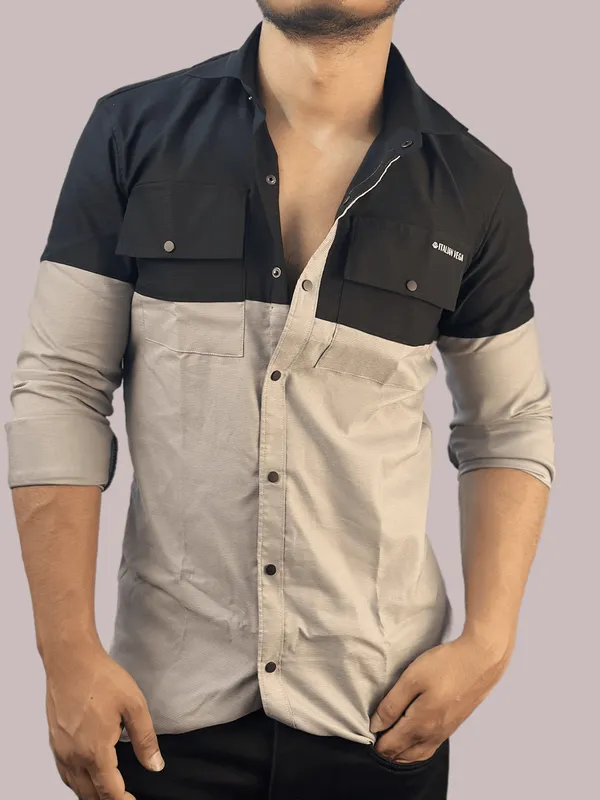 Grey_Black_Cotton_Dual_Shade_Corduroy_Shirt_For_Men