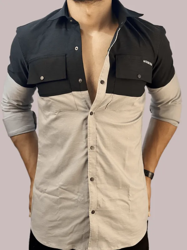 Grey_Black_Cotton_Dual_Shade_Corduroy_Shirt_For_Men