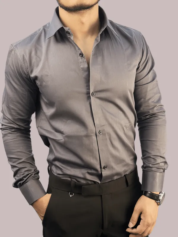 Dark_Grey_Satin_Formal_Shirt_For_Men