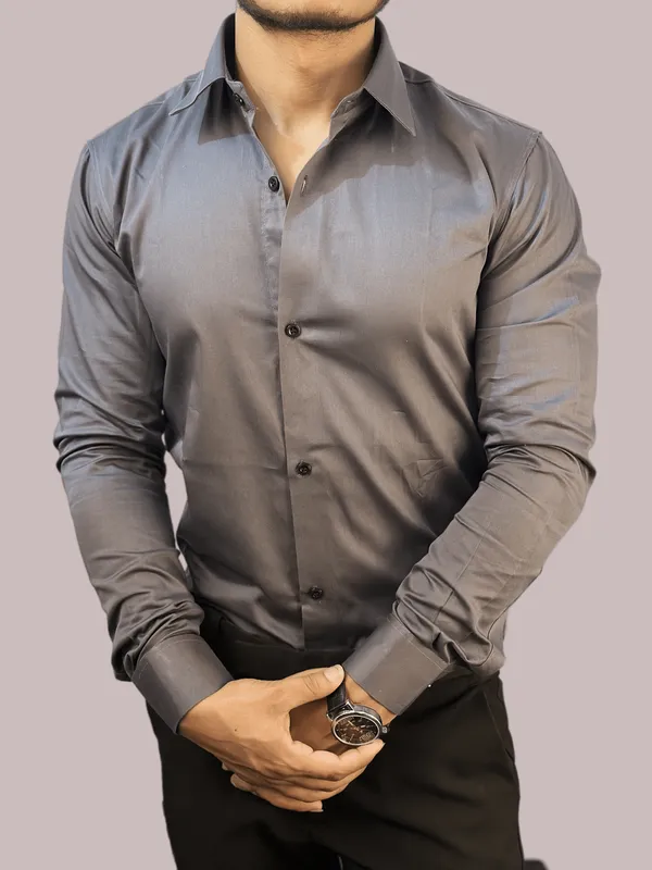 Dark_Grey_Satin_Formal_Shirt_For_Men