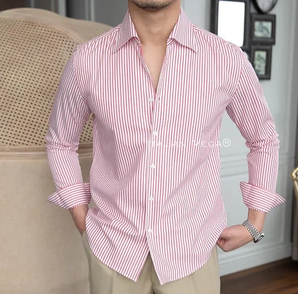 Pink_Cotton_Classic_Striped_Shirt_For_Men