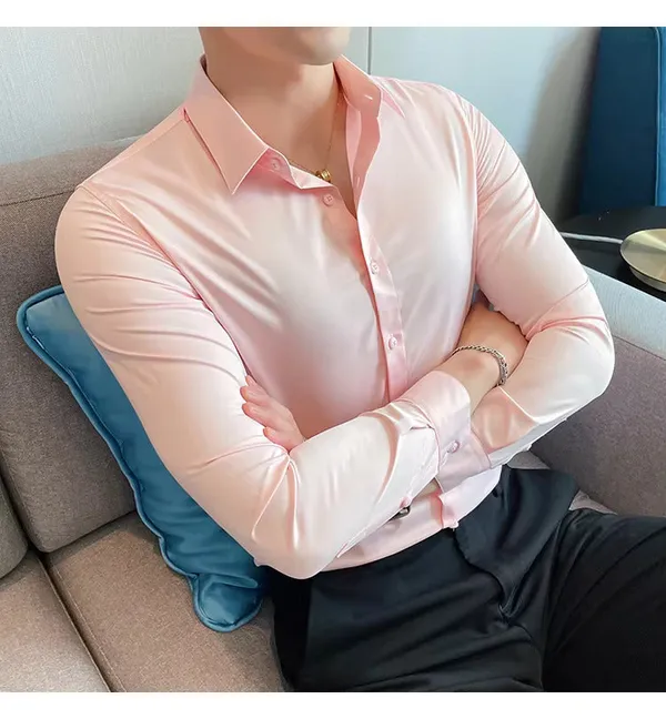 Light_Pink_Satin_Shirt_For_Men