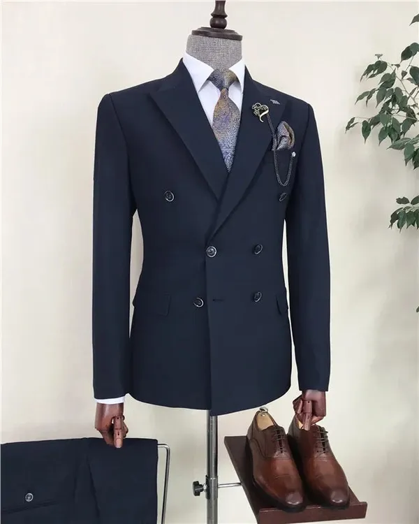 Navy_Terry_Cotton_Double_Breasted_2_Piece_Suit_For_Men