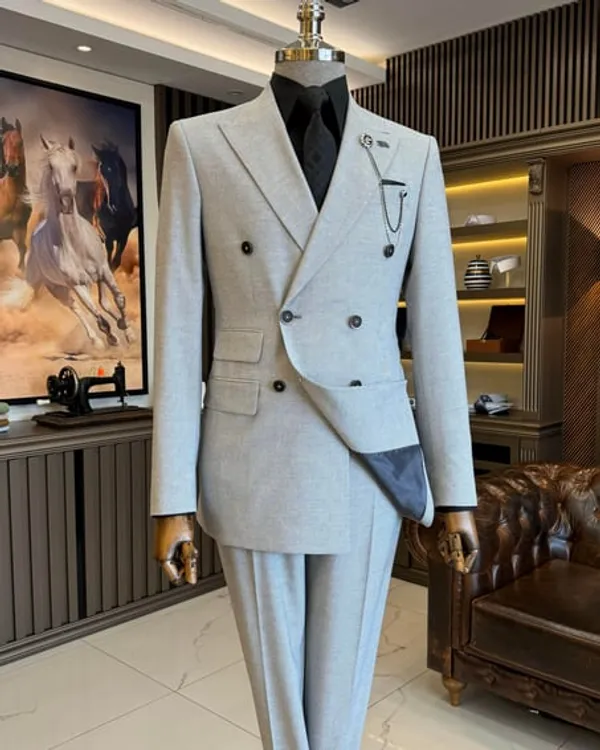 Ash_Grey_Terry_Cotton_Double_Breasted_Suit_For_Men