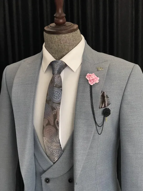 Grey_Terry_Cotton_Single_Breasted_3_Piece_Suit_For_Men