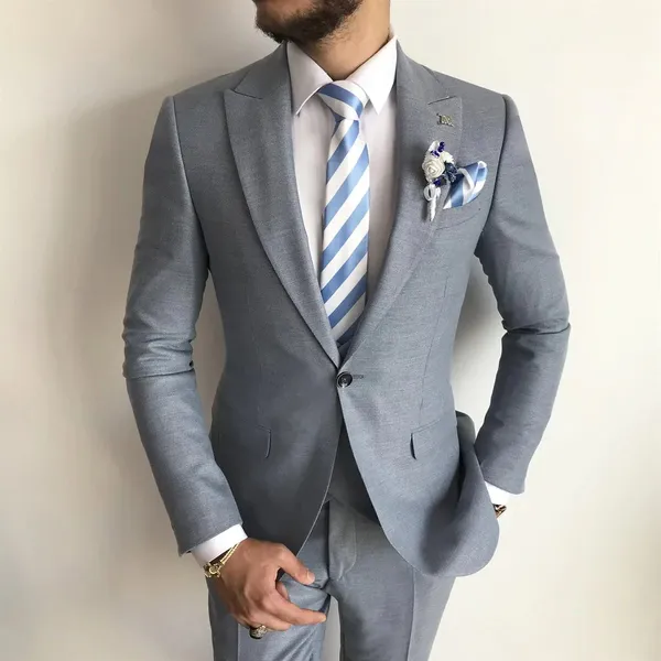 Grey_Terry_Cotton_Single_Breasted_3_Piece_Suit_For_Men