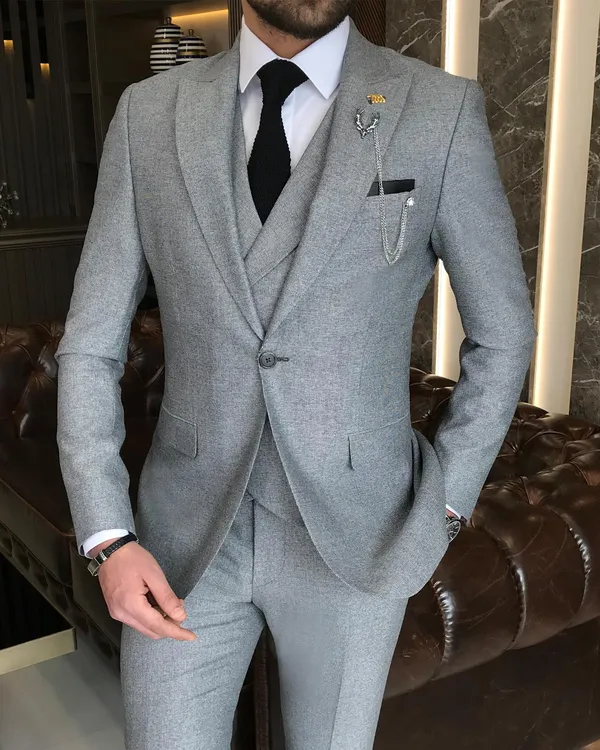 Ash_Grey_Terry_Cotton_Single_Breasted_3_Piece_Suit_For_Men
