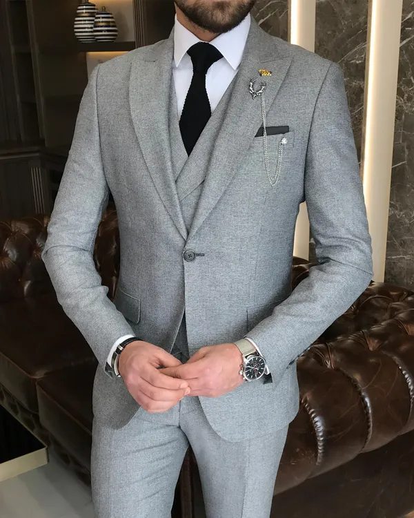 Ash_Grey_Terry_Cotton_Single_Breasted_3_Piece_Suit_For_Men