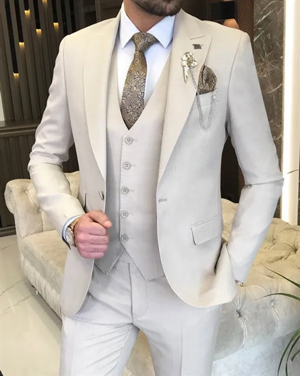 Beige_Terry_Cotton_Single_Breasted_3_Piece_Suit_For_Men