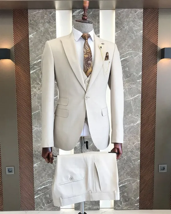 Beige_Terry_Cotton_Single_Breasted_3_Piece_Suit_For_Men