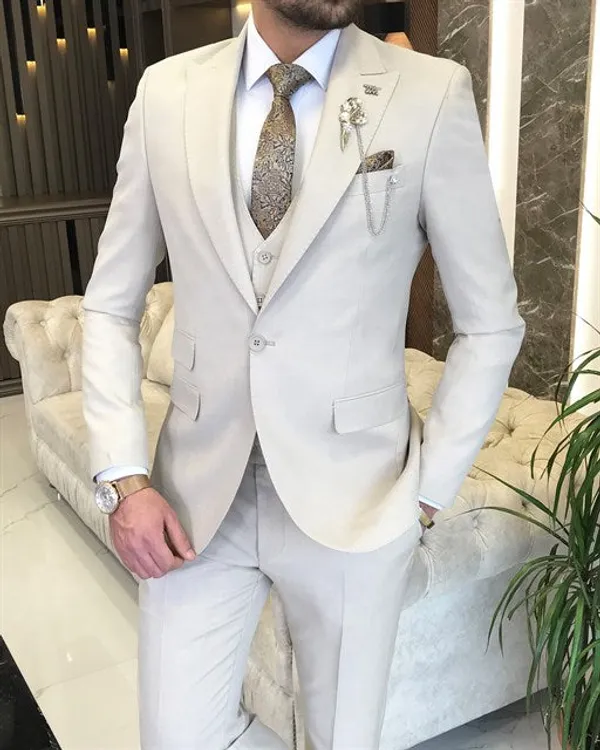 Beige_Terry_Cotton_Single_Breasted_3_Piece_Suit_For_Men