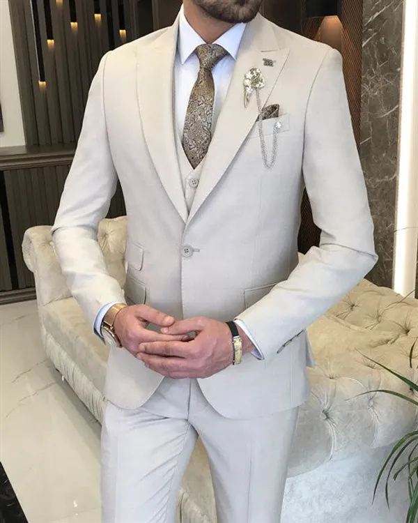 Beige_Terry_Cotton_Single_Breasted_3_Piece_Suit_For_Men