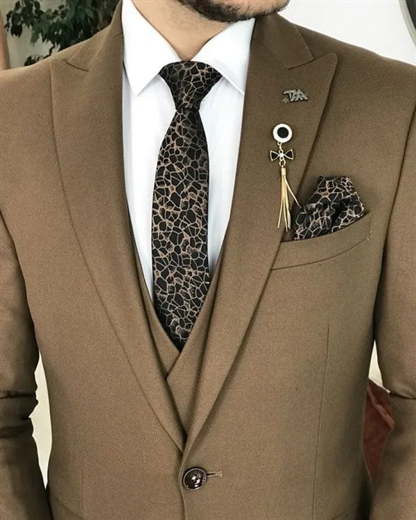 Brown_Terry_Cotton_Single_Breasted_3_Piece_Suit_For_Men