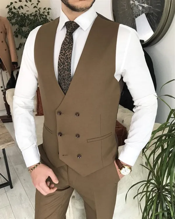 Brown_Terry_Cotton_Single_Breasted_3_Piece_Suit_For_Men