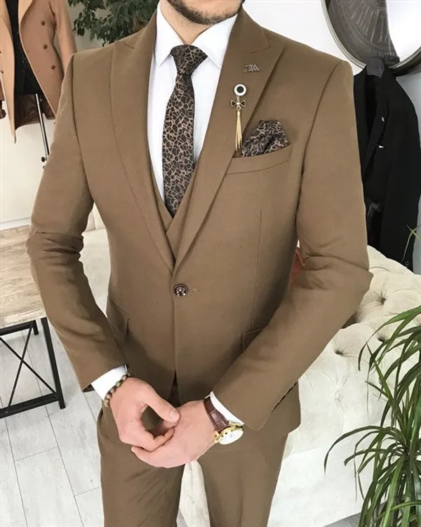 Brown_Terry_Cotton_Single_Breasted_3_Piece_Suit_For_Men