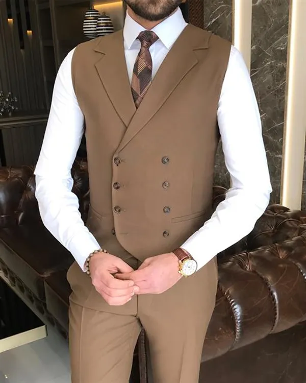 Brown_Terry_Cotton_Single_Breasted_3_Piece_Suit_For_Men