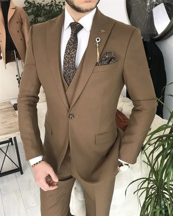 Brown_Terry_Cotton_Single_Breasted_3_Piece_Suit_For_Men