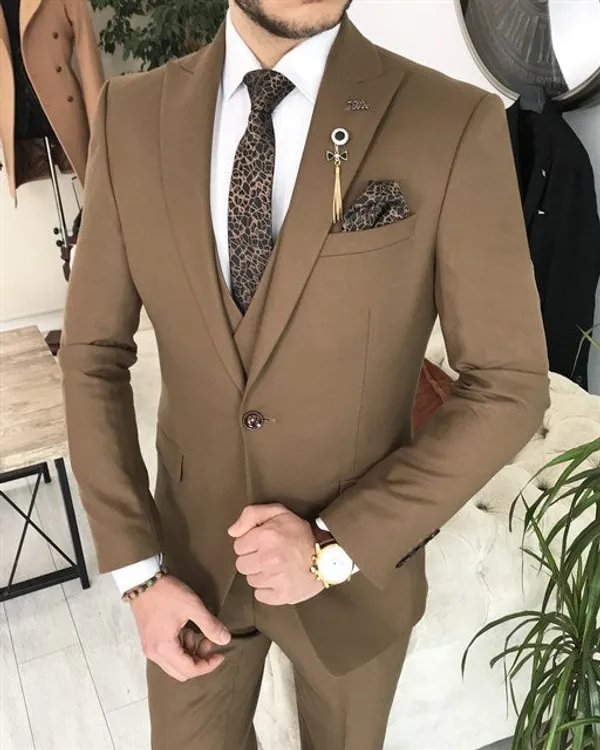 Brown_Terry_Cotton_Single_Breasted_3_Piece_Suit_For_Men