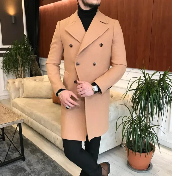 Camel_Tweed_Slim_Fit_Double_Breasted_Coat_For_Men